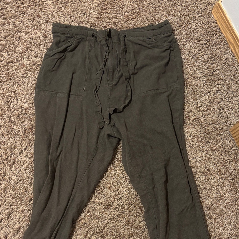Relaxed Drawstring Women's Trousers - Olive